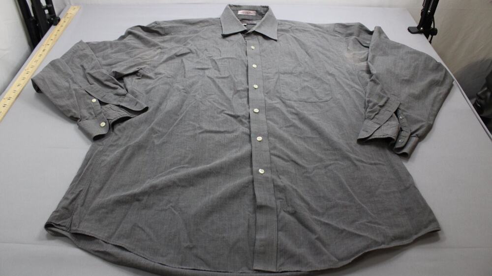 Vito Rufolo Dress Shirt Mens 17 34/35 Gray Textured Long Sleeve Button Up